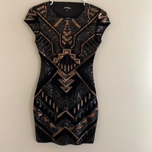 Gold & black sequin dress
